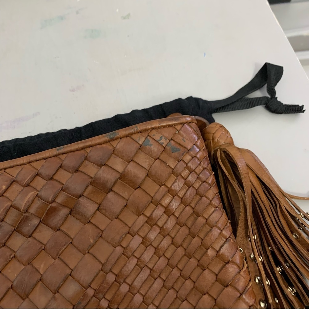 Massimo Dutti Woven Nappa Tan Leather Clutch with tassle 9”x7”x1” - Picture 10 of 16